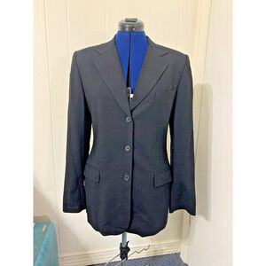 Vintage Calvin Klein Women's Blazer 100% Merino Wool Size 8 Black Long Y2K Work